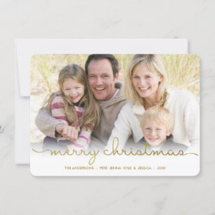 Modern Merry Christmas Hand Script Flat Photo Card