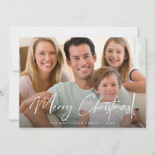 Modern Merry Christmas Handlettered Custom photo Holiday Card