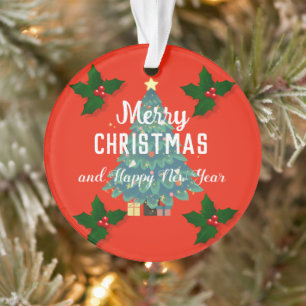 Modern merry christmas & happy new year holiday ornament