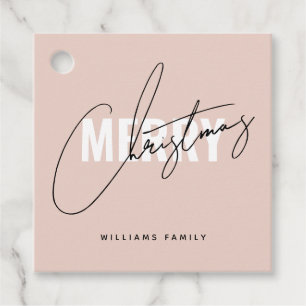 Modern Merry Christmas holiday blush pink Favour Tags