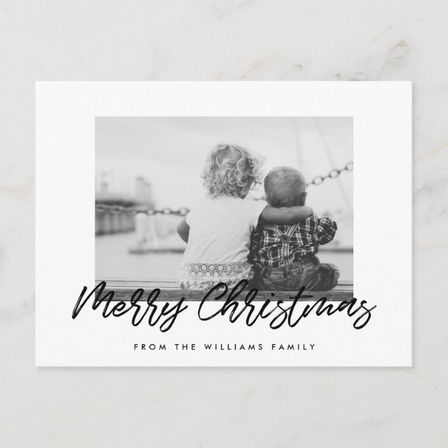 Modern Merry Christmas holiday photo family Postcard (Front)