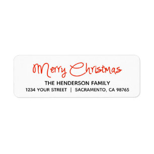 Modern Merry Christmas Holiday Return Address Label