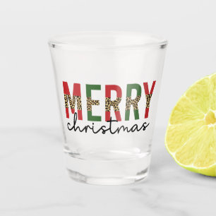 Modern Merry Christmas Leopard Print Minimalist Shot Glass