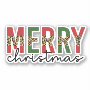 Modern Merry Christmas Leopard Print Typography
