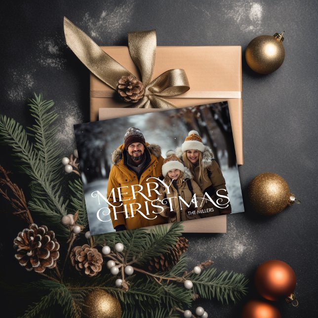 Modern Merry Christmas Minimal 1 Photo Elegant Holiday Card (Modern Merry Christmas Minimal 1 Photo Elegant Holiday Card)