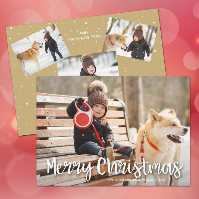 Modern Merry Christmas Multiple Photo Holiday Card (Creator Uploaded)