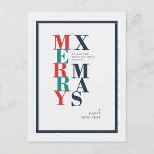 Modern Merry Christmas & New Year Wishes Holiday Postcard
