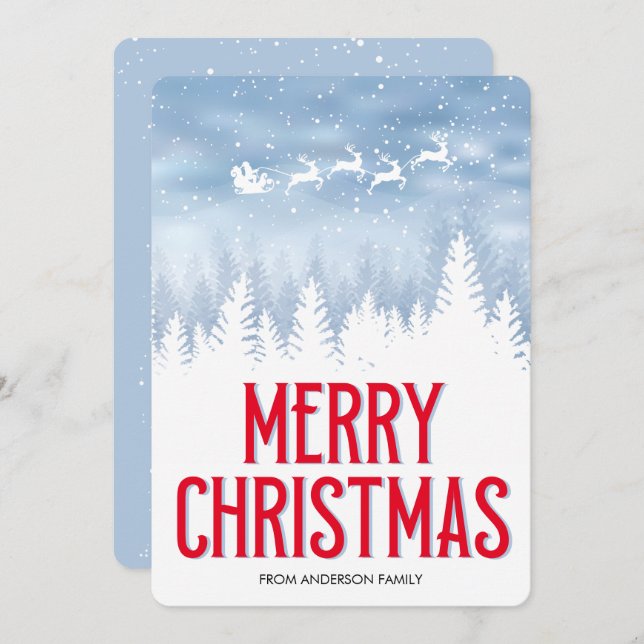 Modern Merry Christmas Non Photo Holiday Card (Front/Back)