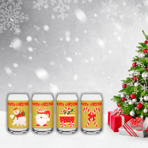 Modern Merry Christmas on Gold   Can Glass