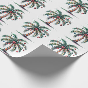 Modern Merry Christmas Palm Tree Tree Light  Wrapping Paper