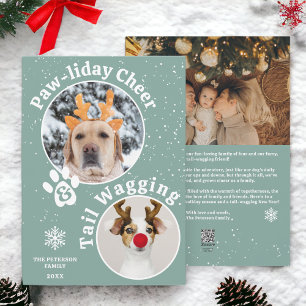 Modern merry Christmas pawliday pets fun 3 photos Holiday Card