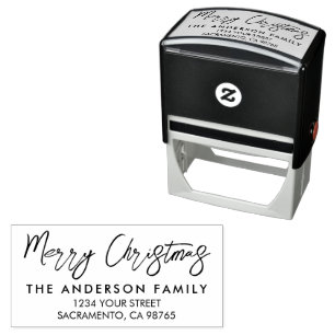 Modern Merry Christmas Personalised Holiday  Self-inking Stamp