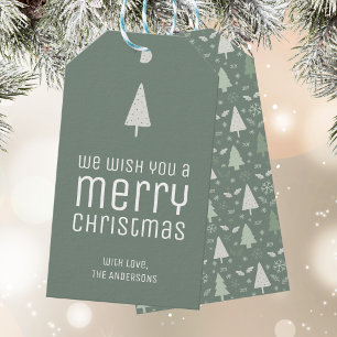 Modern Merry Christmas Personalised Sage Green Gift Tags