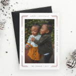 Modern merry Christmas photo card one picture<br><div class="desc">Use our faux foil "Merry Christmas" and "Happy New Year" photo Christmas cards with one picture to wish your friends and family a Merry Christmas. A coordinating pattern backer is included. You may remove the stripes and add additional photos. Go to the "Personalise This Template" section then click the "Click...</div>