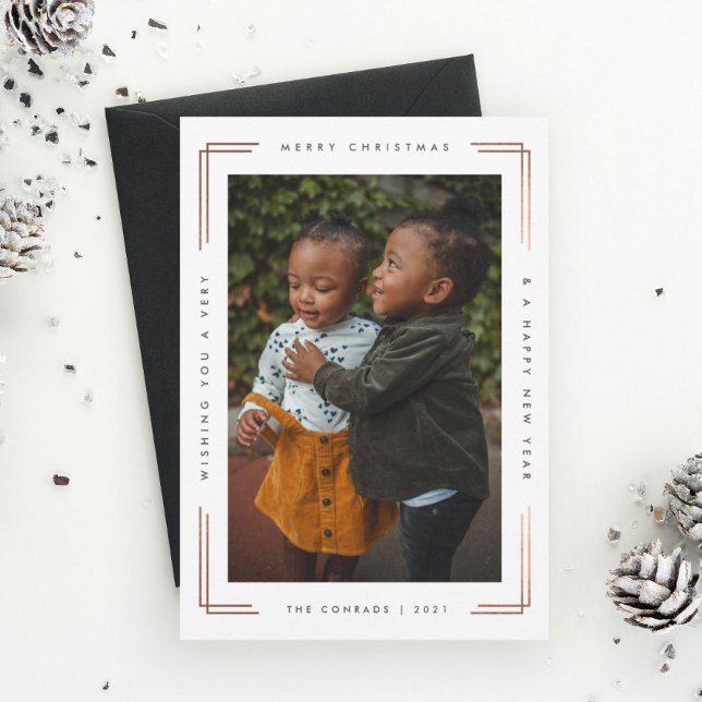 Modern merry Christmas photo card one picture (Creator Uploaded)