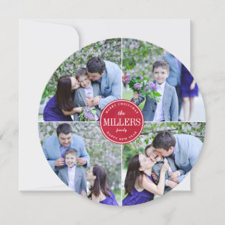 Modern Merry Christmas Photo Card | Round Card