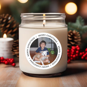 Modern Merry Christmas Photo Classic Round Sticker