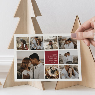 Modern Merry   Christmas Photo Collage Card