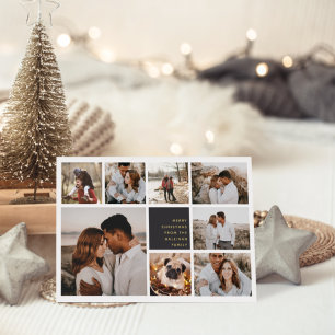 Modern Merry Christmas Photo Collage Foil Holiday Card