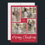 Modern Merry Christmas Photo Collage Red Holiday Card<br><div class="desc">This Modern Merry Christmas Photo Collage Red Holiday Card is the perfect way to wrap your holiday wishes in warmth and style. The rich red background paired with elegant script creates a festive, eye-catching design that beautifully highlights your favourite family moments.Easily customisable — personalise it with your family name, year,...</div>