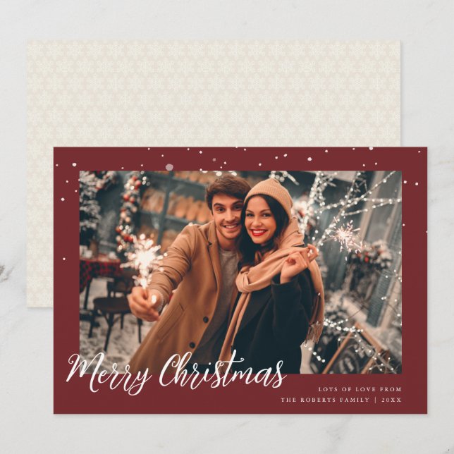 modern merry christmas photo greeting card (Front/Back)