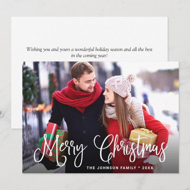 Modern Merry Christmas PHOTO Greeting Holiday Card (Front/Back)