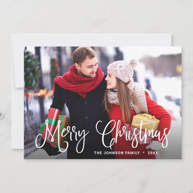 Modern Merry Christmas PHOTO Greeting Holiday Card (Front)
