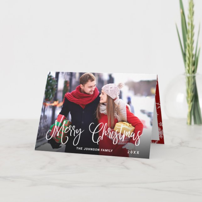 Modern Merry Christmas PHOTO Greeting Holiday Card (Front)