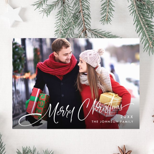 Modern Merry Christmas PHOTO Greeting Holiday Card (Creator Uploaded)