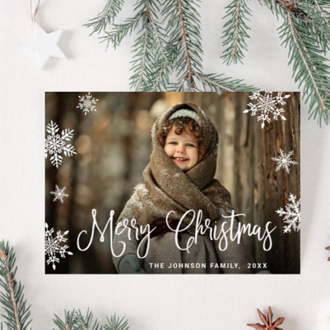 Modern Merry Christmas PHOTO Greeting Holiday Postcard (Creator Uploaded)