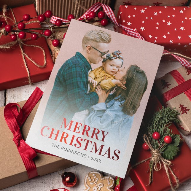 Modern Merry Christmas Photo Holiday Card (Creator Uploaded)
