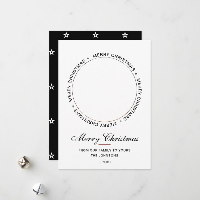Modern Merry Christmas Photo Holiday Card (Front/Back In Situ)