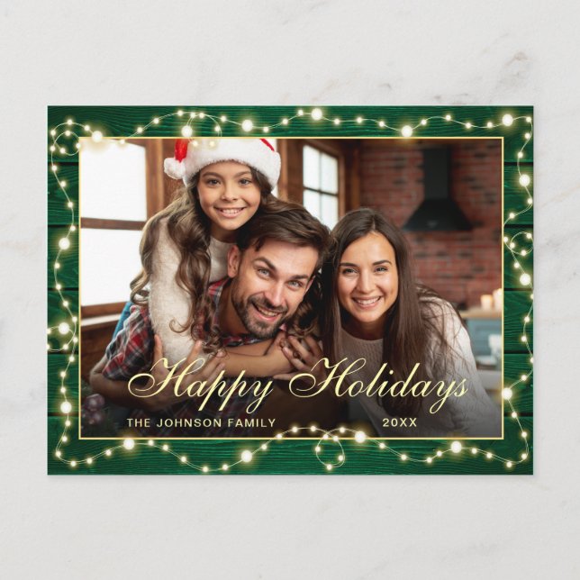 Modern Merry Christmas PHOTO Holiday Greeting Postcard (Front)