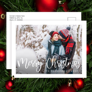 Modern Merry Christmas Photo Holiday Postcard
