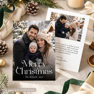 Modern Merry Christmas Photo Overlay Holiday Card