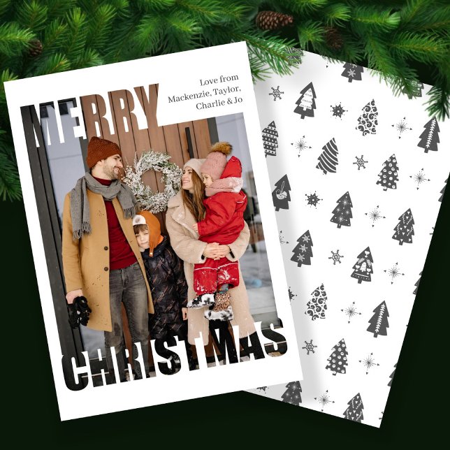 Modern Merry Christmas Photo Personalized Holiday Card (Modern Merry Christmas Photo Personalized Holiday Card from Ricaso. Add your own photograph & text
)