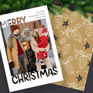 Modern Merry Christmas Photo Personalized Holiday Card