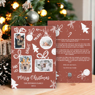 Modern merry Christmas presents boho fun 4 photos Holiday Card
