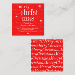 Modern Merry Christmas purchase thank you Square Business Card