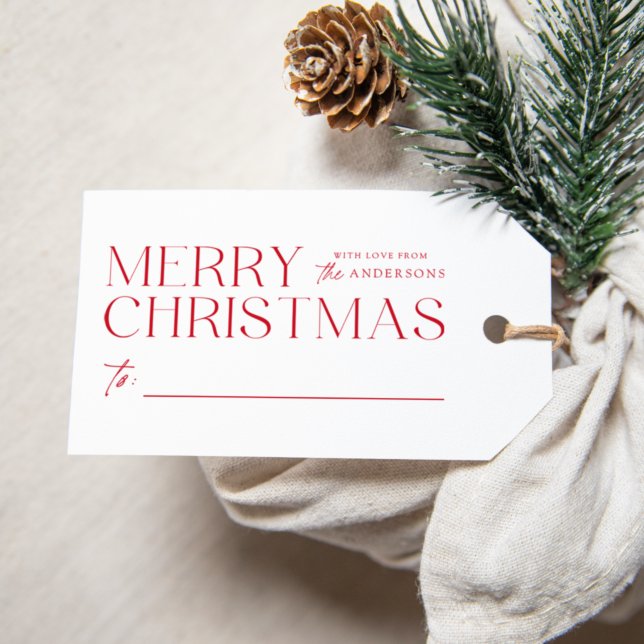 Modern Merry Christmas Red Gift Tags (Creator Uploaded)