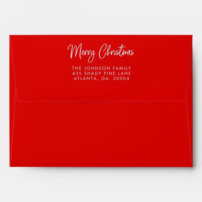 Modern Merry Christmas Return Address Envelope (Back (Top Flap))
