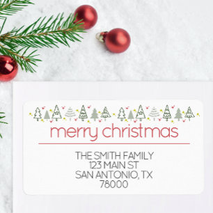 Modern Merry Christmas Return Address Label