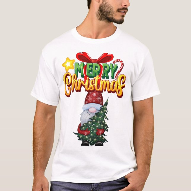  Modern Merry Christmas Santa Claus  T-Shirt (Front)