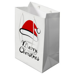 Modern Merry Christmas Santa Hat Gift Bag