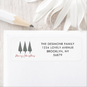 Modern Merry Christmas Scandi Tree Return Address Return Address Label