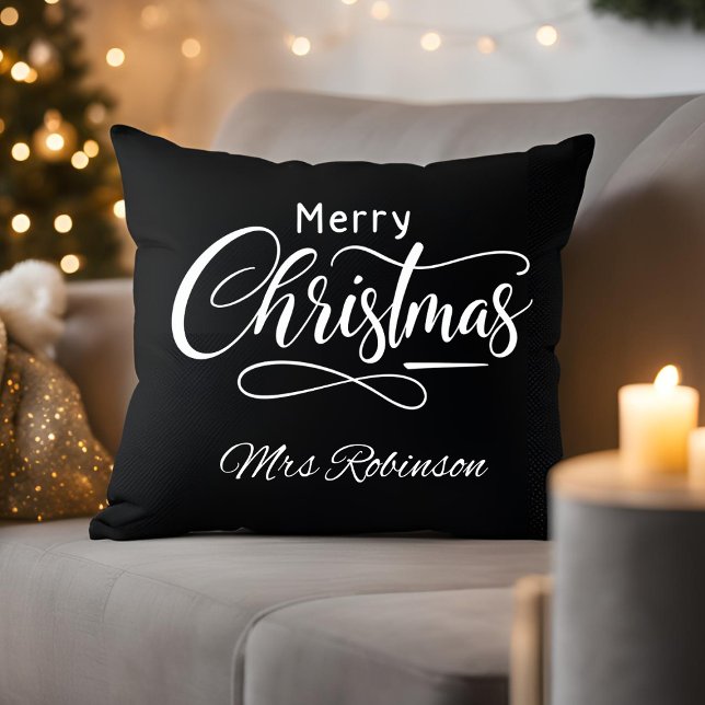 Modern Merry Christmas Script Custom Name Cushion (Creator Uploaded)