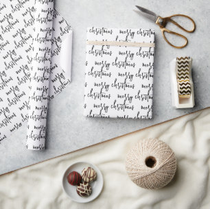 Modern Merry Christmas Script Holiday Wrapping Paper