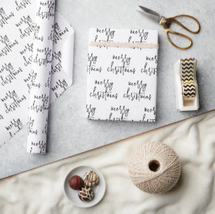 Modern Merry Christmas Script Holiday Wrapping Paper