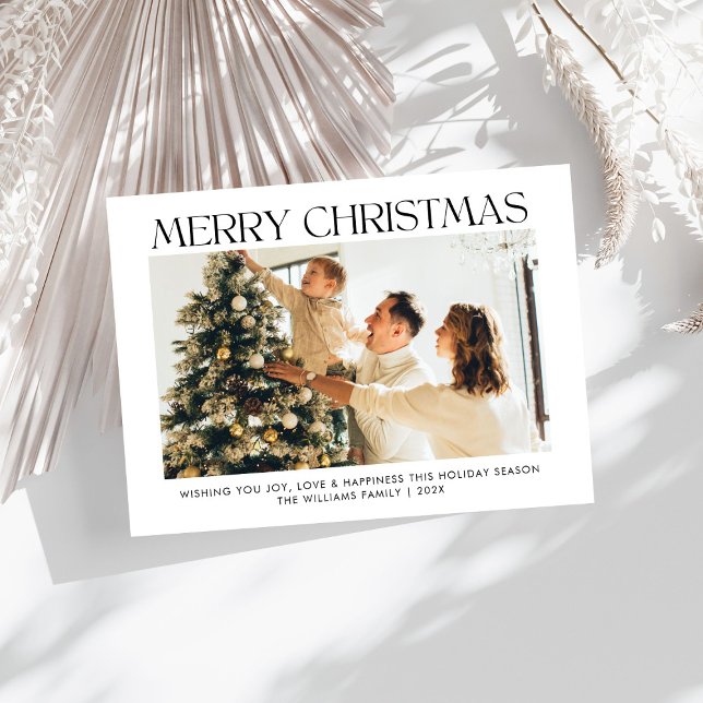 Modern Merry Christmas simple one photo family  Holiday Card (Creator Uploaded)