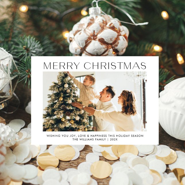Modern Merry Christmas simple one photo family  Holiday Card (Creator Uploaded)